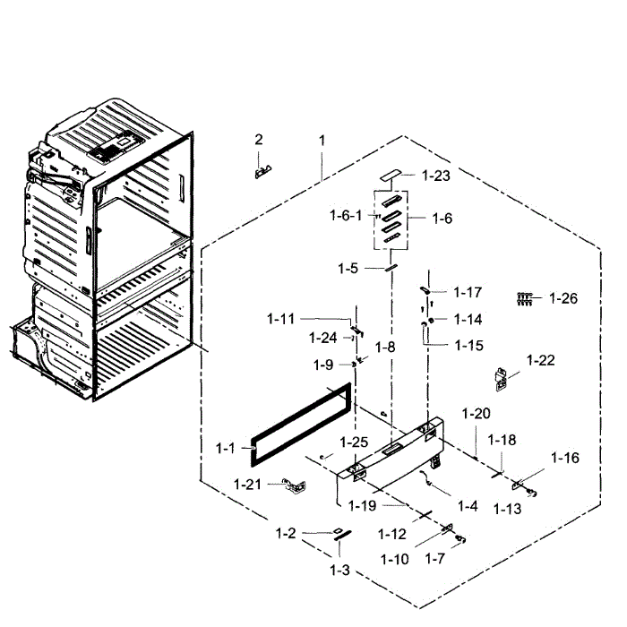 Flexzone Door Diagram and Parts List for RF28HMEDBBC AA-05 Samsung Refrigerator