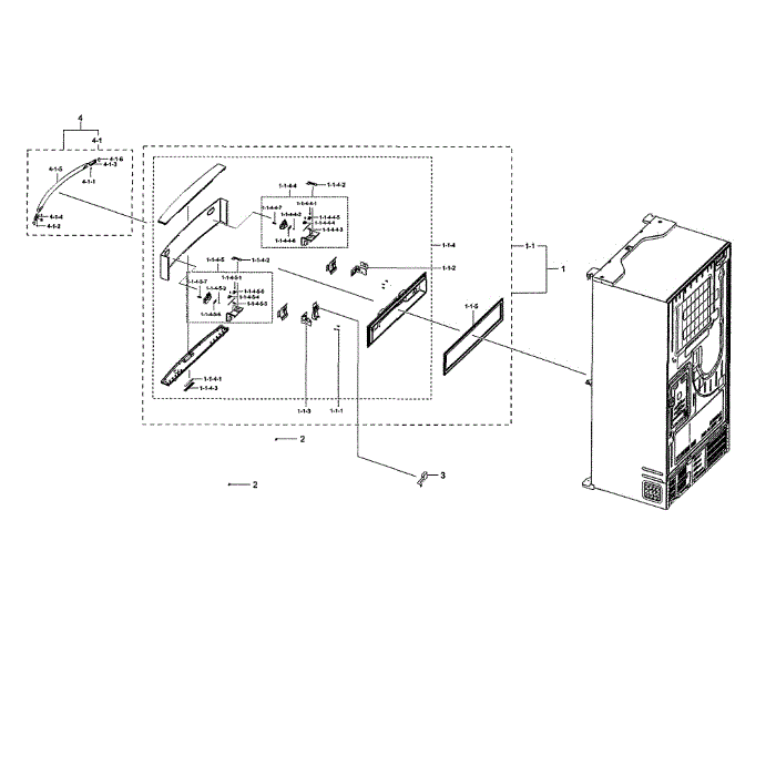 Mid Door Diagram and Parts List for RF22NPEDBSR AA-01 Samsung Refrigerator