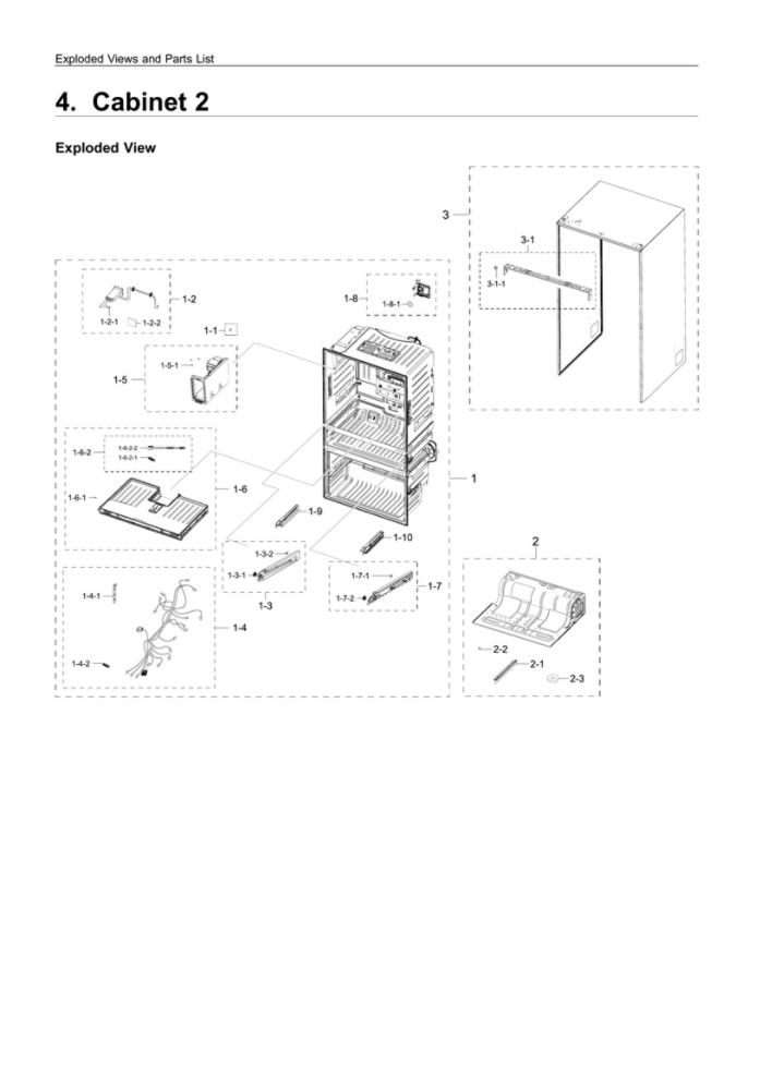 Cabinet 2 Diagram and Parts List for RF23M8070DT AA-00 Samsung Refrigerator