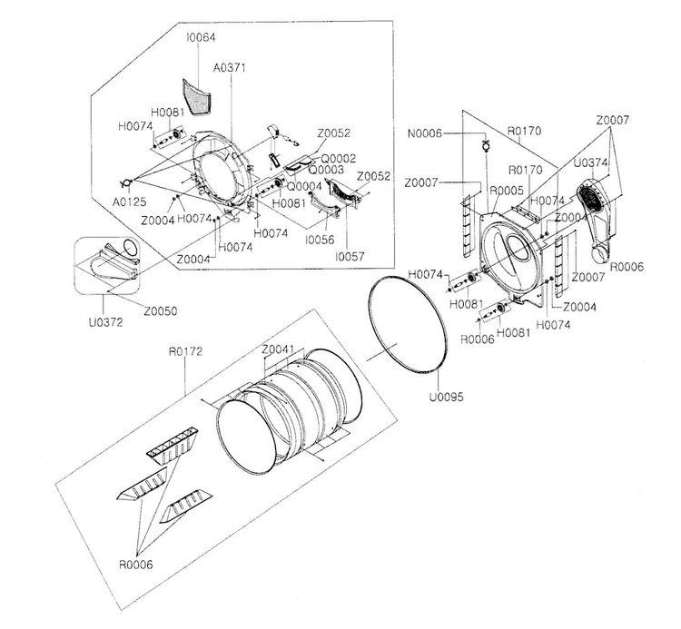 Drum Assy Diagram and Parts List for DV306LGW XAA Samsung Dryer