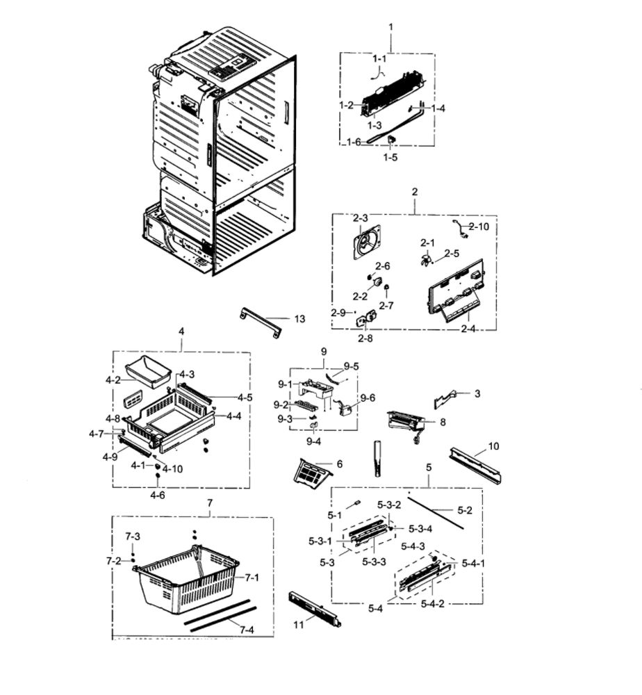 Freezer / Icemaker Diagram and Parts List for RF28HFEDTWW AA-03 Samsung Refrigerator