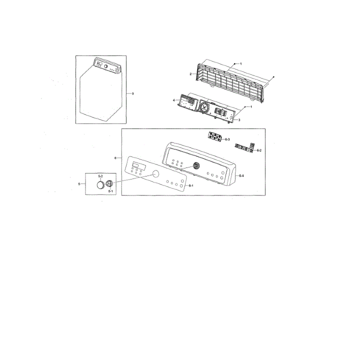 Control Panel Diagram and Parts List for DV476ETHASU A1-00 Samsung Dryer