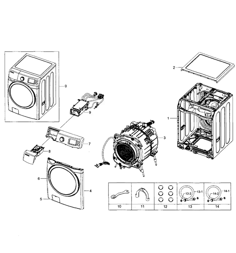 Main Assy Diagram and Parts List for WF455ARGSWR AA-0001 Samsung Washer