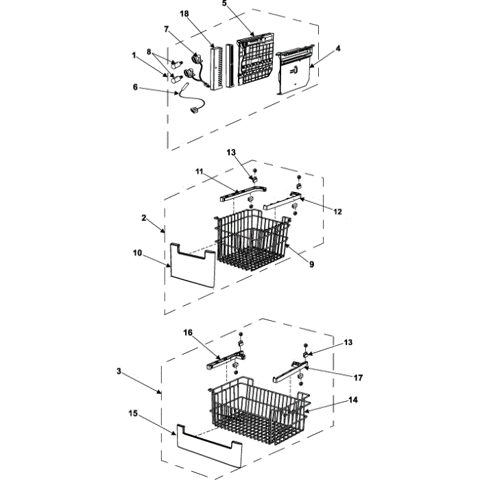 Freezer Shelves Diagram and Parts List for RB215BSBB XAA-00 Samsung Refrigerator