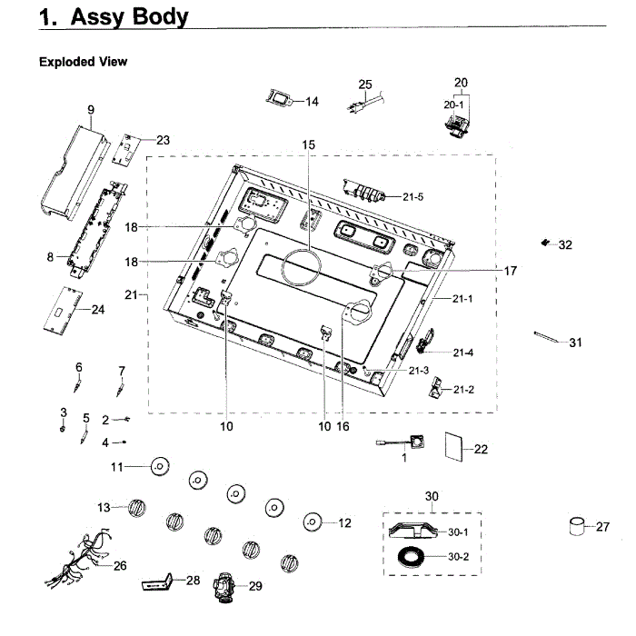 Body Diagram and Parts List for NA30K6550TG AA-00 Samsung Cooktop
