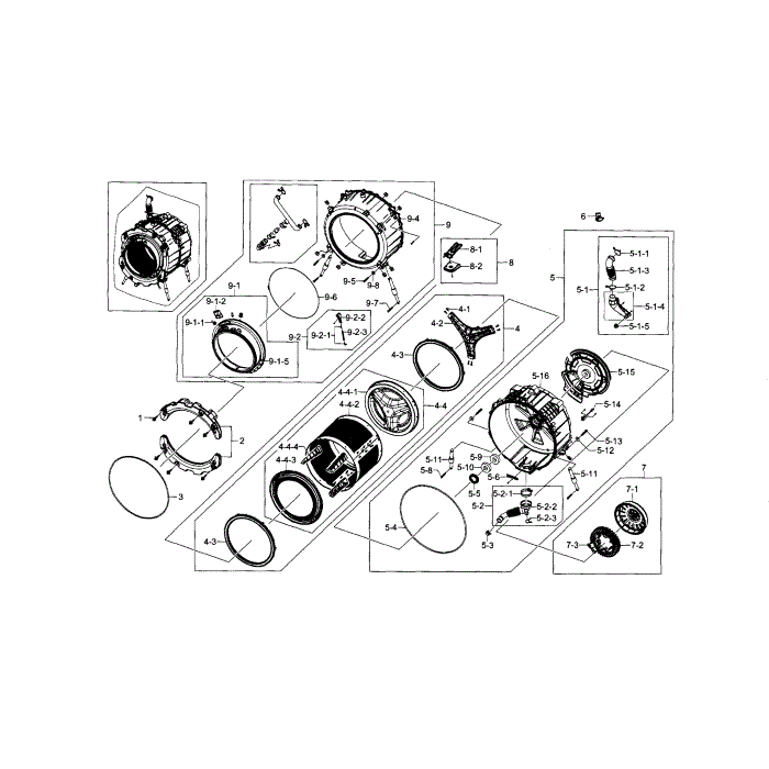 Tub And Drum Diagram and Parts List for WF448AAW XAA-05 Samsung Washer