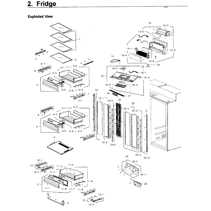 Fridge Diagram and Parts List for RS27FDBTNSR AA-00 Samsung Refrigerator