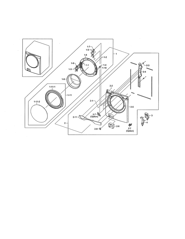 Frame Front & Door Diagram and Parts List for WF461ABW XAA Samsung Washer