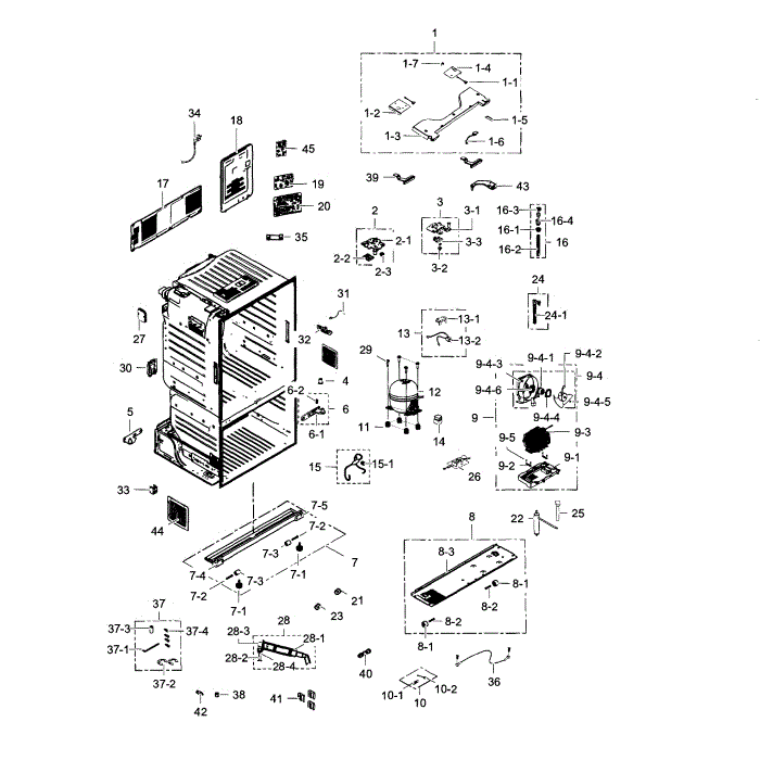 Cabinet Diagram and Parts List for RF30HDEDTSR AA-04 Samsung Refrigerator