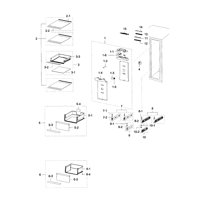 Fridge Diagram and Parts List for RH29H9000SR AA-00 Samsung Refrigerator