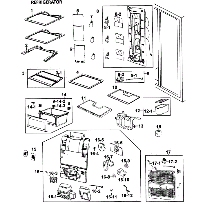 Refrigerator Diagram and Parts List for RM257ABRS XAA-00 Samsung Refrigerator