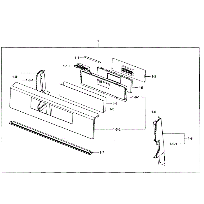 Control Box Diagram and Parts List for NX583G0VBBB AA-00 Samsung Range