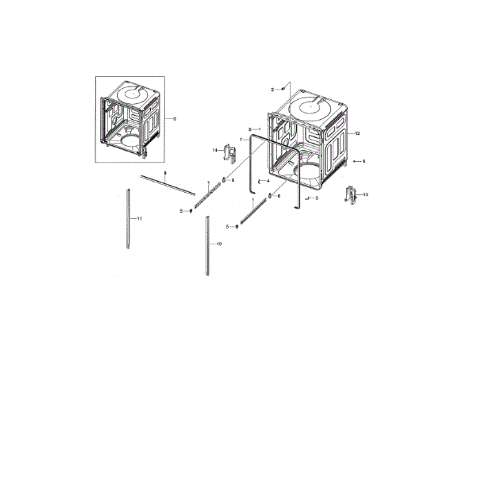 Tub Assembly Diagram and Parts List for DMT610RHS XAC Samsung Dishwasher