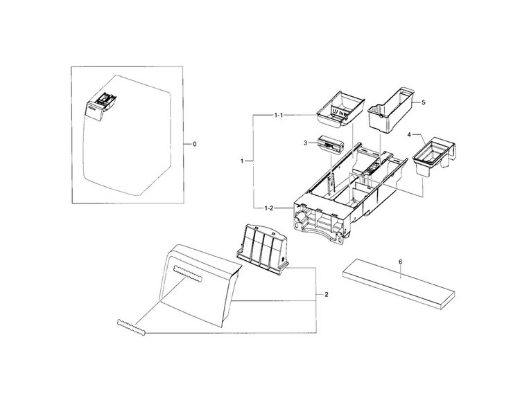 Drawer Diagram and Parts List for WF448AAE XAA-0000 Samsung Washer