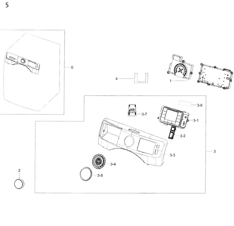 Control Panel Diagram and Parts List for WF45K6500AV A2-0000 Samsung Washer