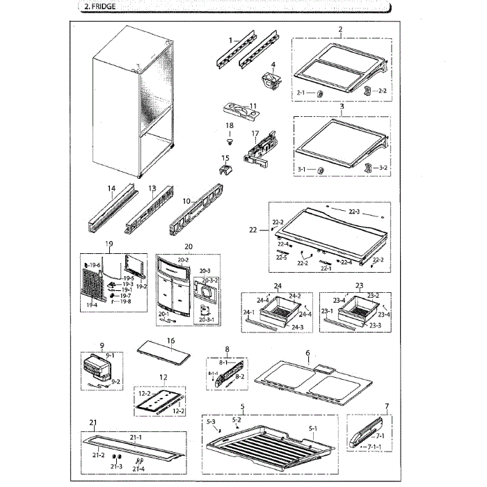 Fridge Diagram and Parts List for RF260BEAESG AA-00 Samsung Refrigerator