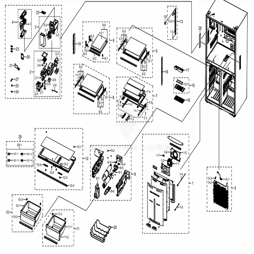 Fridge Diagram and Parts List for RF22N9781SR (AA)(0002) Samsung Refrigerator