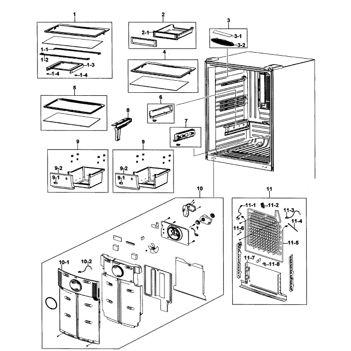 Refrigerator Assembly Diagram and Parts List for RB215ACPN XAA-00 Samsung Refrigerator
