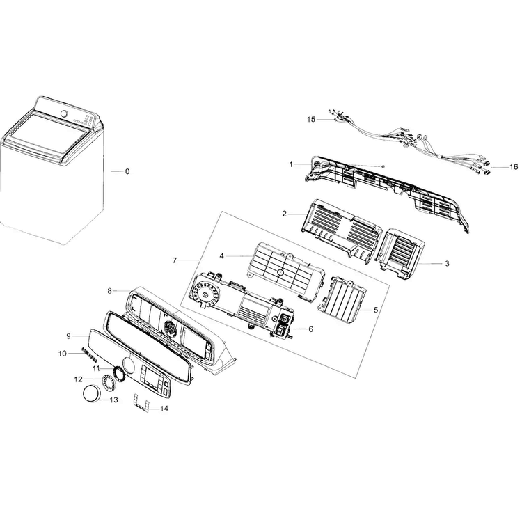 Control Panel Diagram and Parts List for WA56H9000AP A2-0001 Samsung Washer
