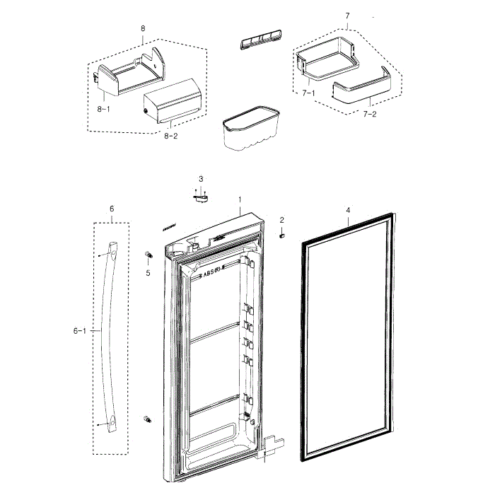 Fridge Door R Diagram and Parts List for RFG237AAPN XAA-01 Samsung Refrigerator