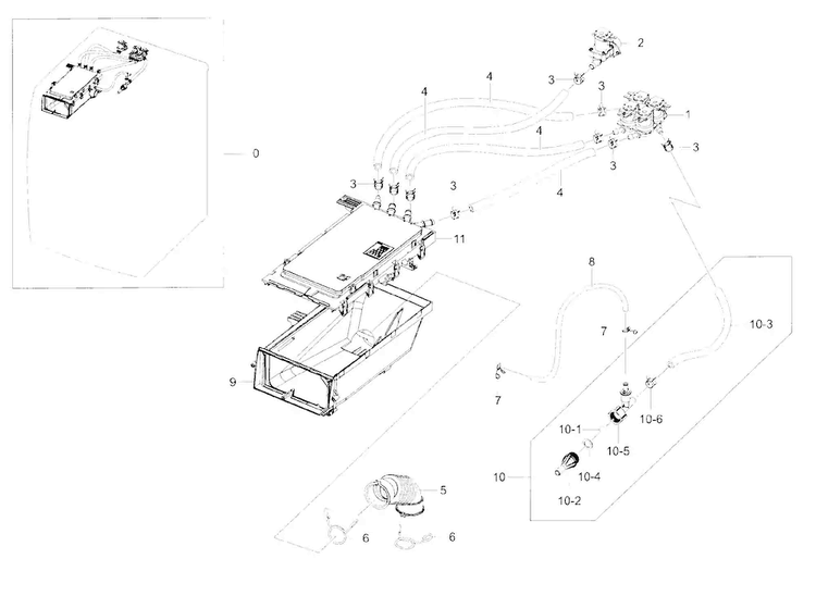 Housing Drawer Diagram and Parts List for WF56H9100AG A2-0000 Samsung Washer