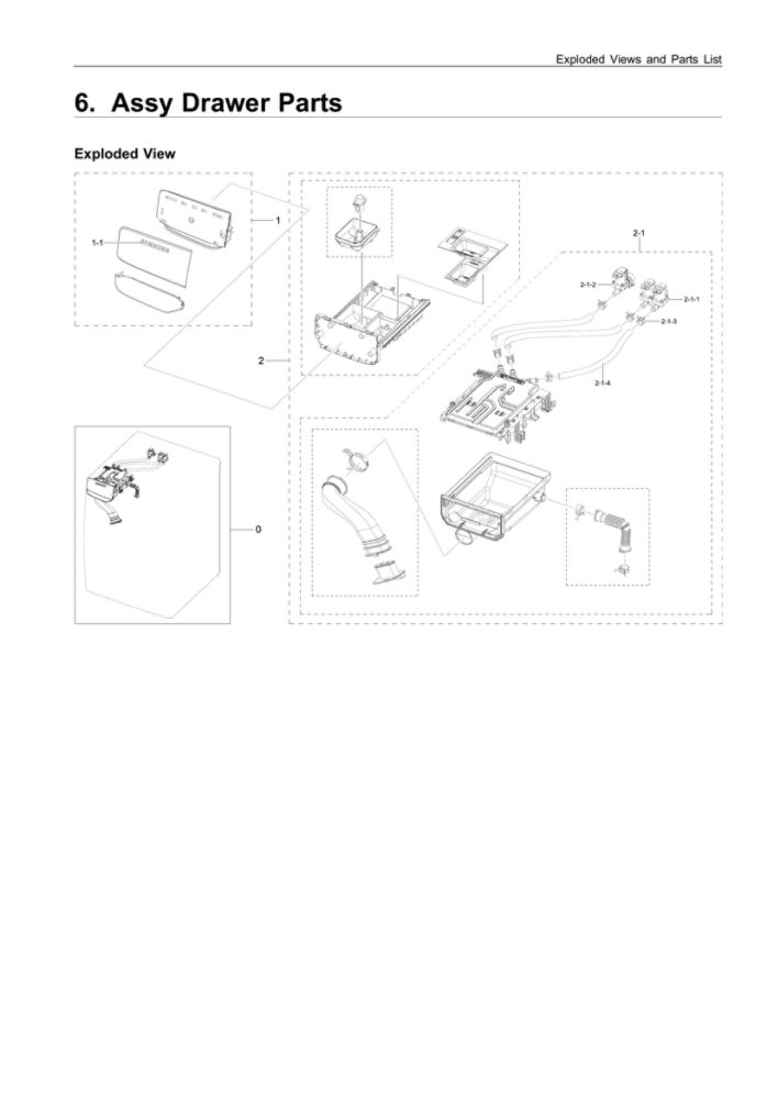 Drawer Parts Diagram and Parts List for WF50R8500AV US-00 Samsung Washer
