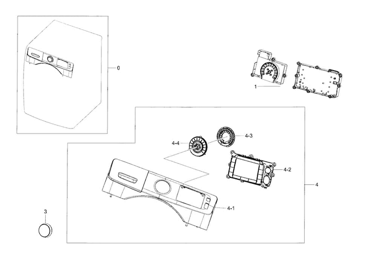 Control Panel Diagram and Parts List for WF42H5200AF A2-0000 Samsung Washer