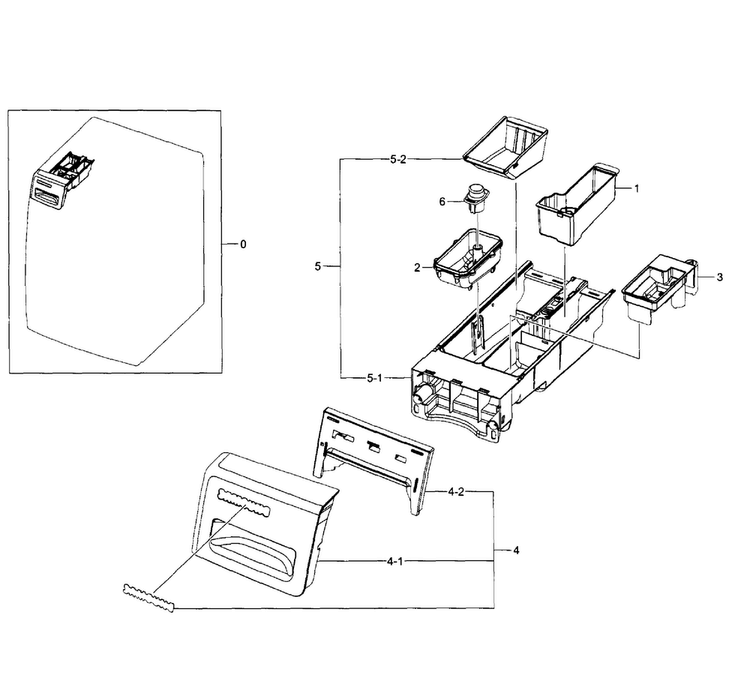 Drawer Diagram and Parts List for WF350ANR XAA-0004 Samsung Washer