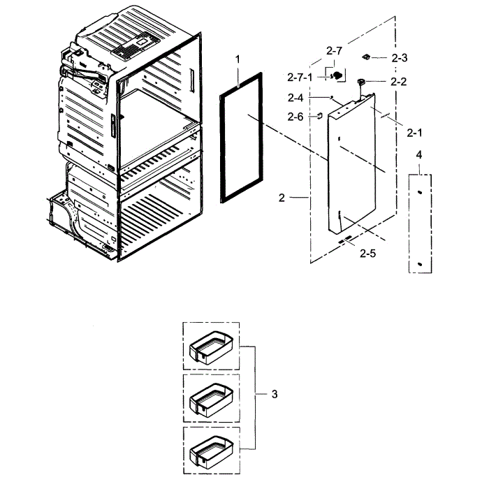 Refrigerator Door R Diagram and Parts List for RF25HMEDBWW AA-01 Samsung Refrigerator