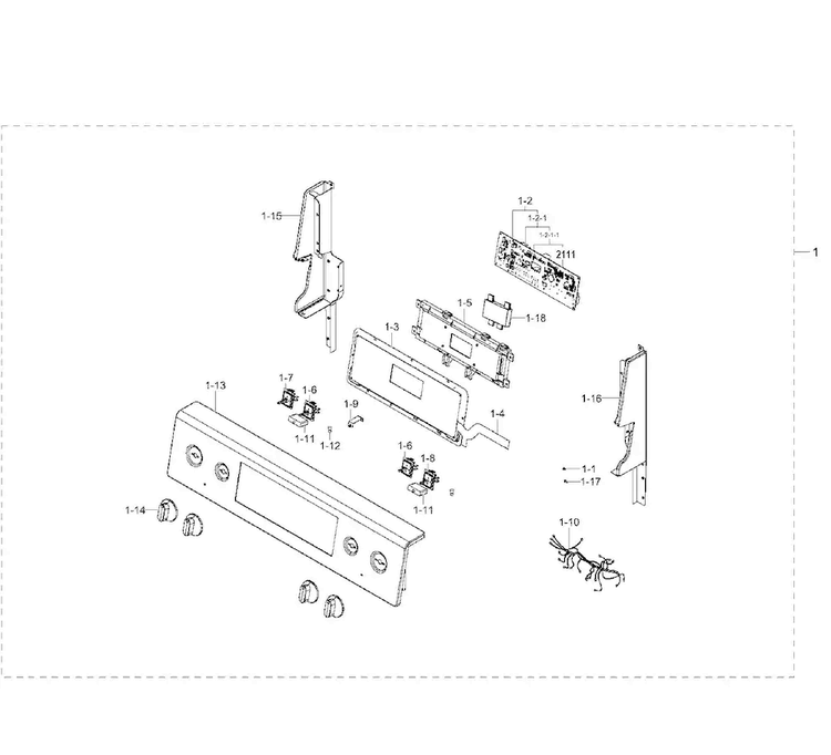 Control Panel Diagram and Parts List for NE59J7630SS AA-0000 Samsung Range