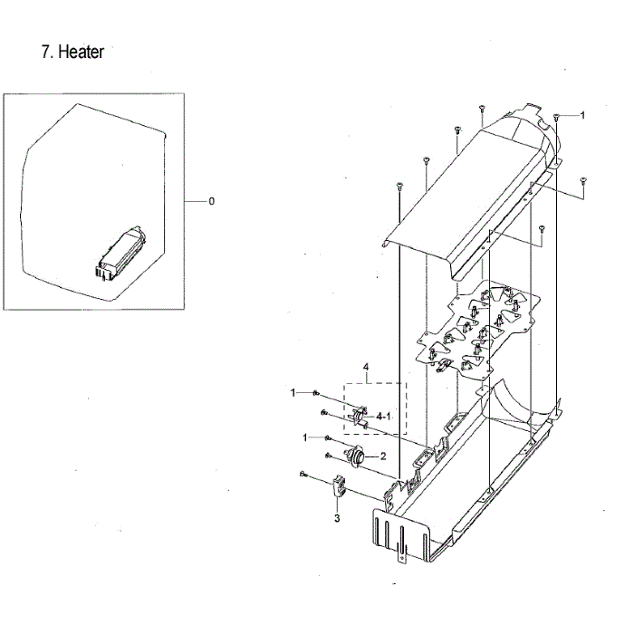 Duct Heater Diagram and Parts List for DVE60M9900V A3-00 Samsung Dryer