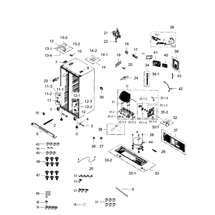 Cabinet Diagram and Parts List for RS267TDRS XAA-03 Samsung Refrigerator