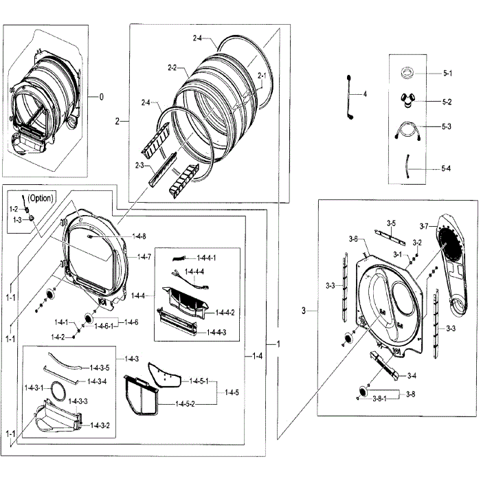 Drum Diagram and Parts List for DV48J7770EP A2-00 Samsung Dryer
