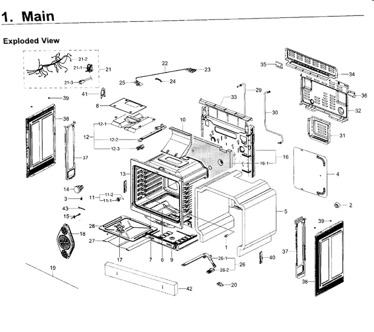 Main Asy Diagram and Parts List for NX58J5600SG AA-0000 Samsung Range