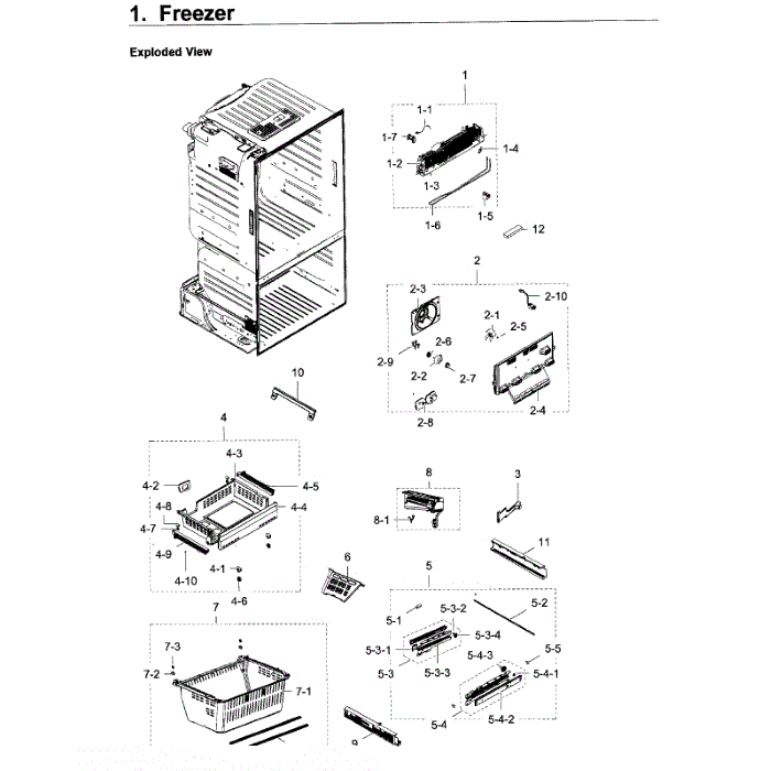Freezer Diagram and Parts List for RF28HDEDPBC AA-07 Samsung Refrigerator