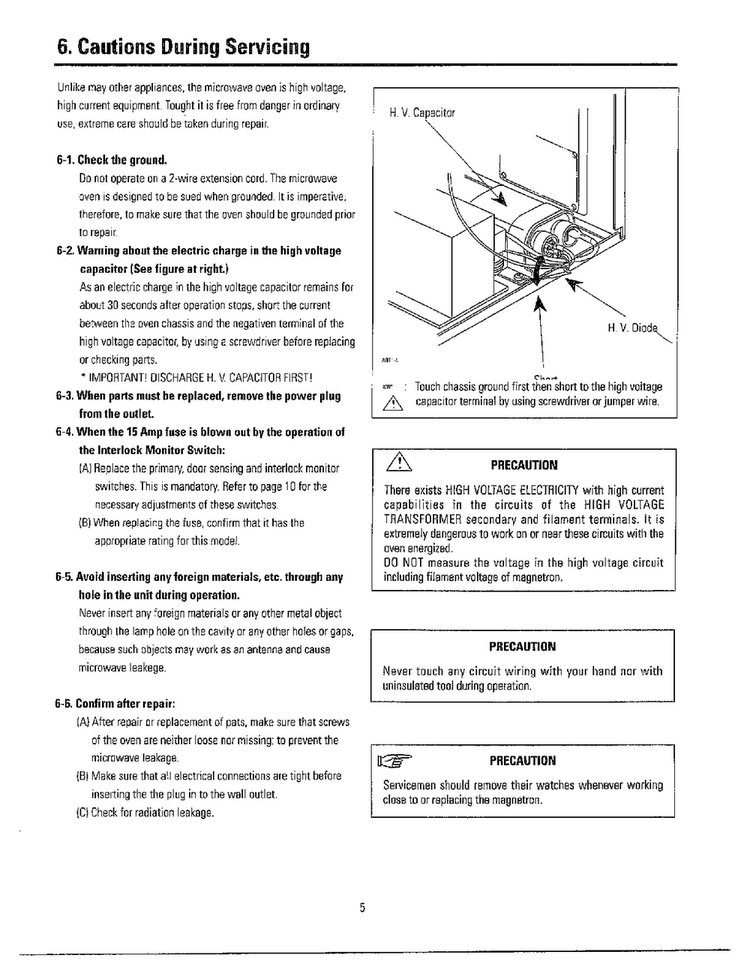 Precaution/specifications Page 4 Diagram and Parts List for MW3050W XAA Samsung Microwave