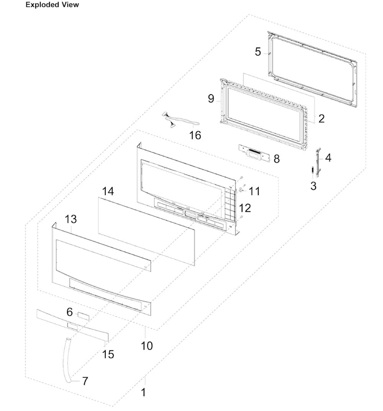 Door Assy Diagram and Parts List for SMH2117S XAA-0002 Samsung Microwave