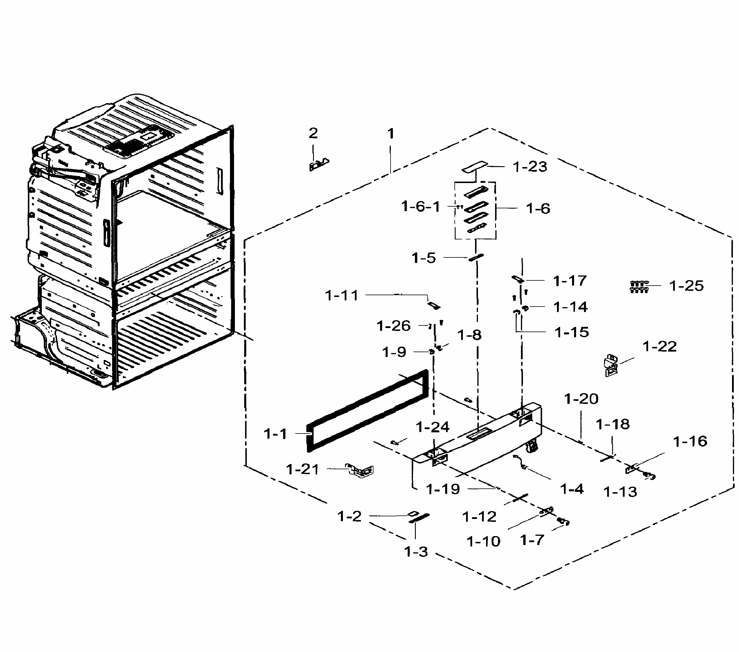 Flexzone Door Diagram and Parts List for RF28HMEDBWW AA-0006 Samsung Refrigerator