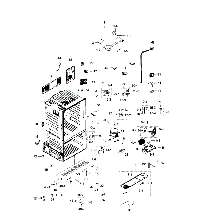 Cabinet Diagram and Parts List for RF28HDEDPBC AA-03 Samsung Refrigerator