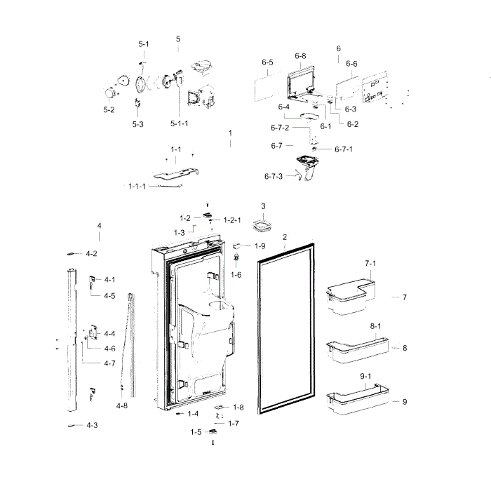Fridge Door L Diagram and Parts List for RF23J9011SR (AA)(0000) Samsung Refrigerator