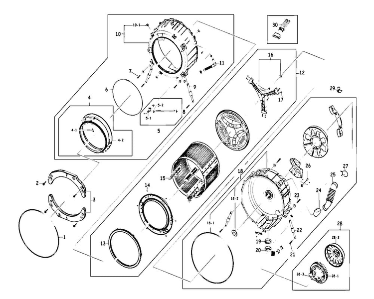 Drum Assy Diagram and Parts List for WF410ANR XAA Samsung Washer