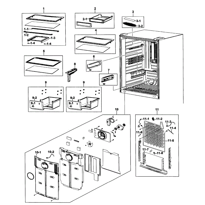 Refrigerator Assembly Diagram and Parts List for RB195ACWP XAA-00 Samsung Refrigerator