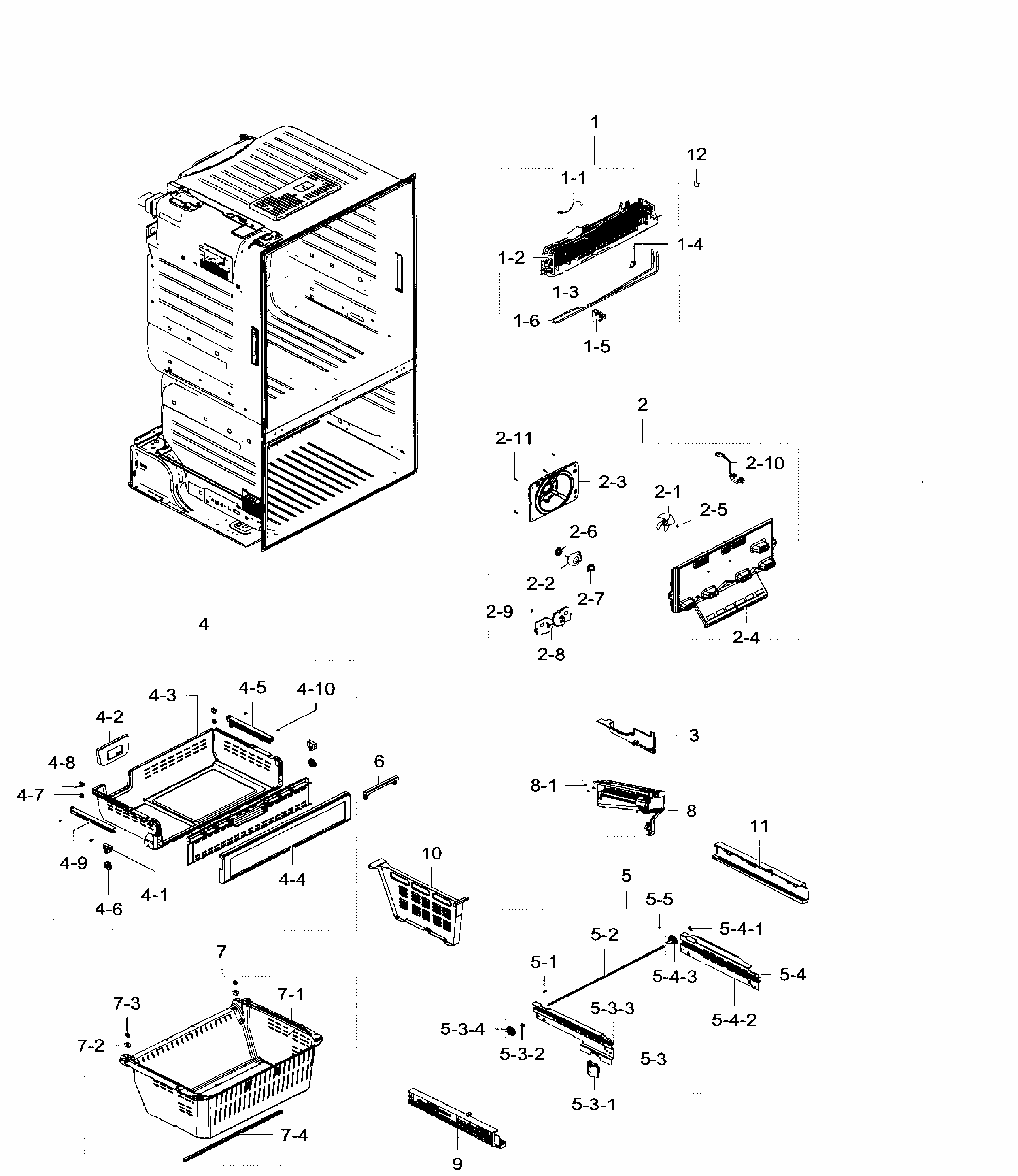 Frezer Diagram and Parts List for RF28HFEDBWW AA-0005 Samsung Refrigerator