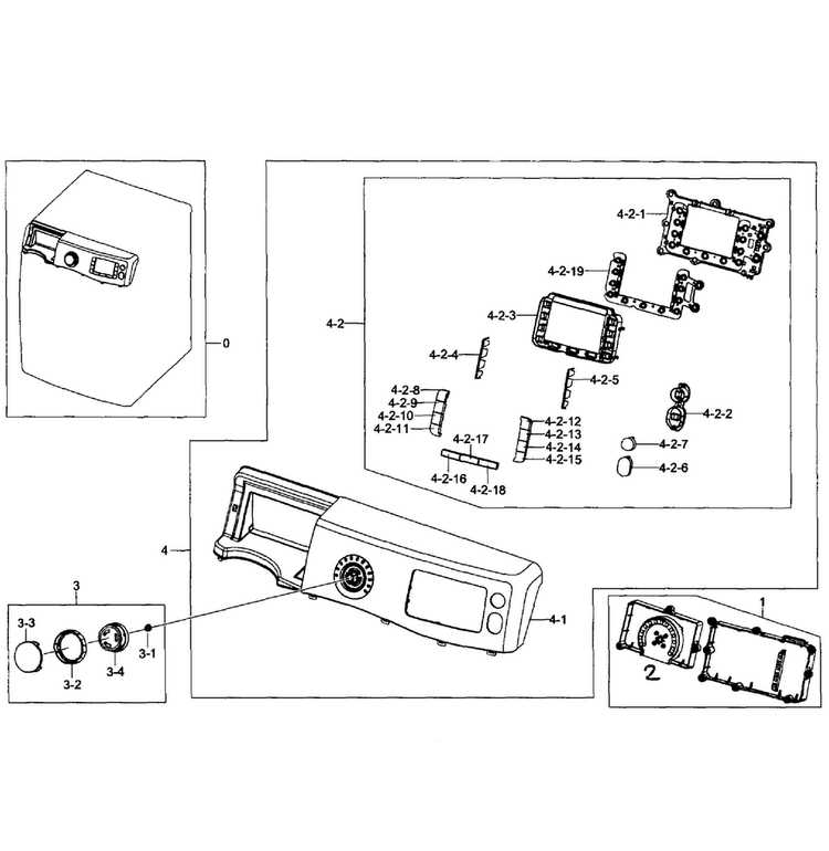 Control Panel Diagram and Parts List for WF511ABW XAA-0004 Samsung Washer