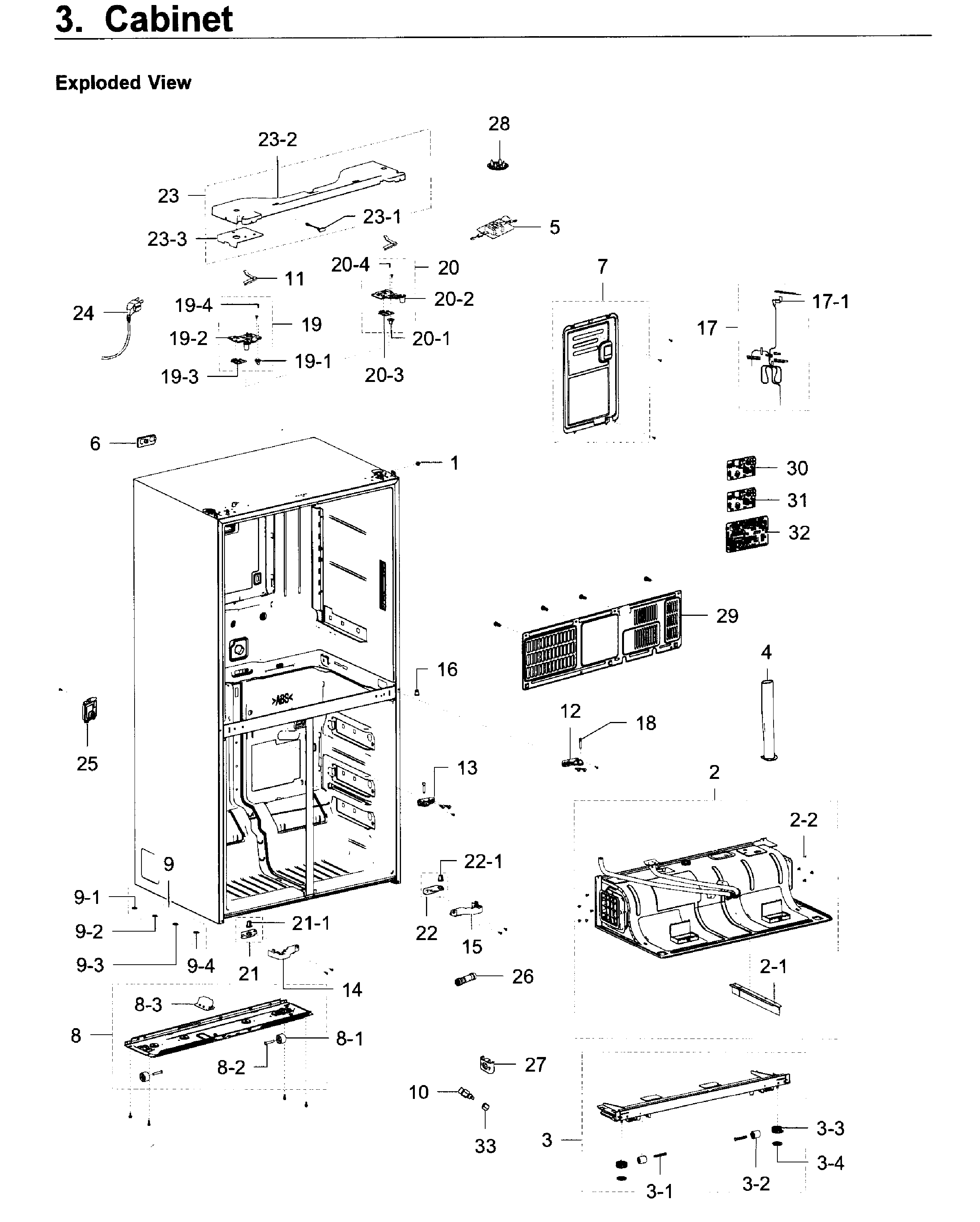Cabinet Diagram and Parts List for RF23J9011SG AA-0005 Samsung Refrigerator