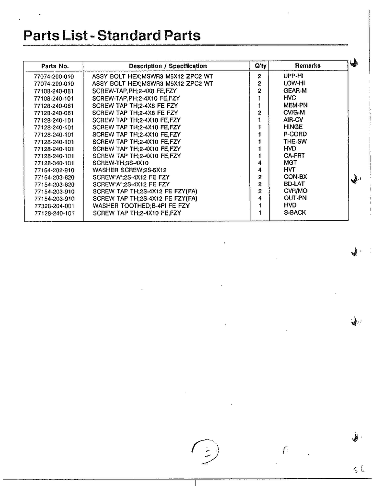 Parts List-cavity Parts/standard Parts Page 3 Diagram and Parts List for MW4620T XAA Samsung Microwave