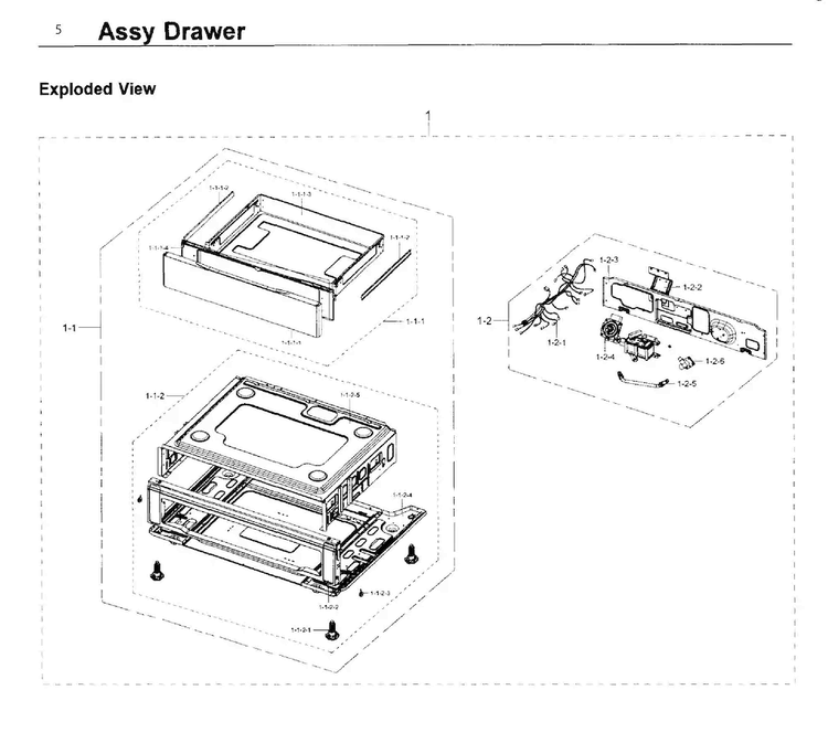 Drawer Diagram and Parts List for NX58K9850SG AA-0000 Samsung Range