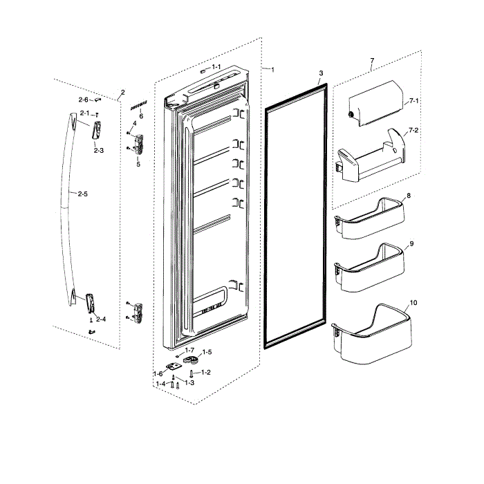 Fridge Door R Diagram and Parts List for RF20HFENBSR AA-00 Samsung Refrigerator