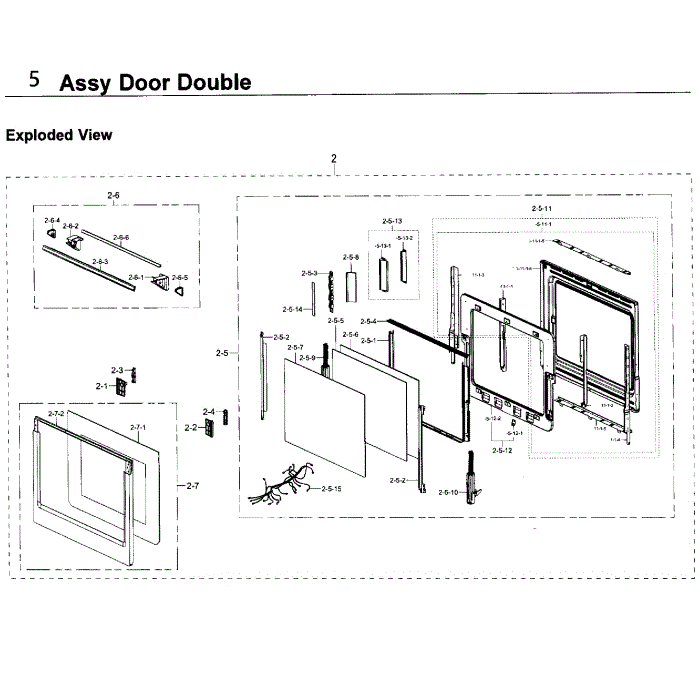 Door Double Diagram and Parts List for NV51K7770DS AA-00 Samsung Wall Oven