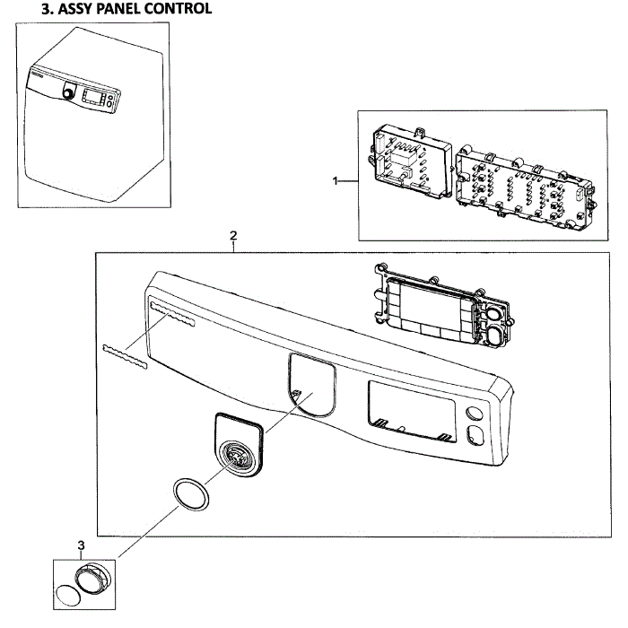 Control Panel Diagram and Parts List for DV419AEW XAA-02 Samsung Dryer